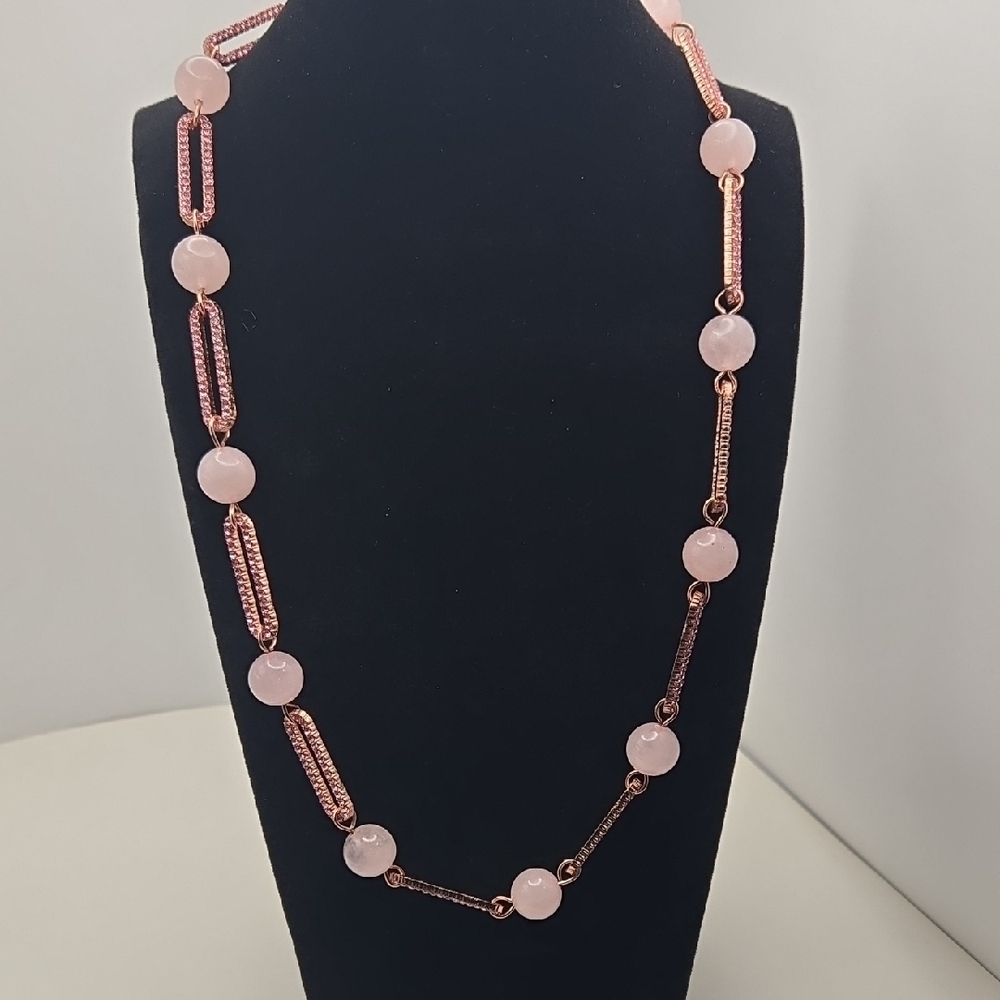 Elegant Rose Gold Necklace with Pink Accents